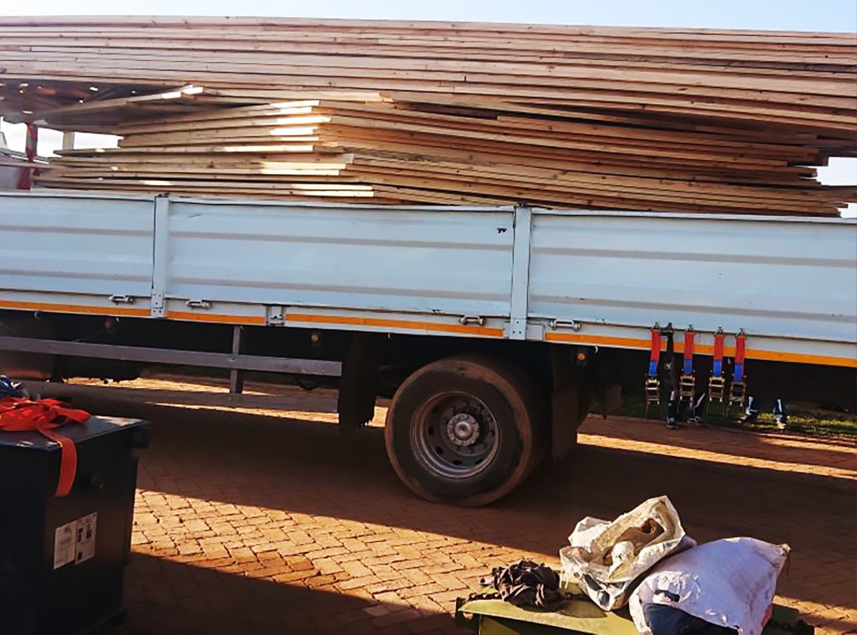 Truck loaded with structural timber for delivery
